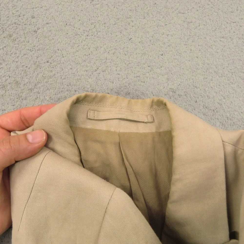 AllSaints Blazer 36R Linen Cotton Double Breasted Surgeon Cuffs Tan Jacket Mens